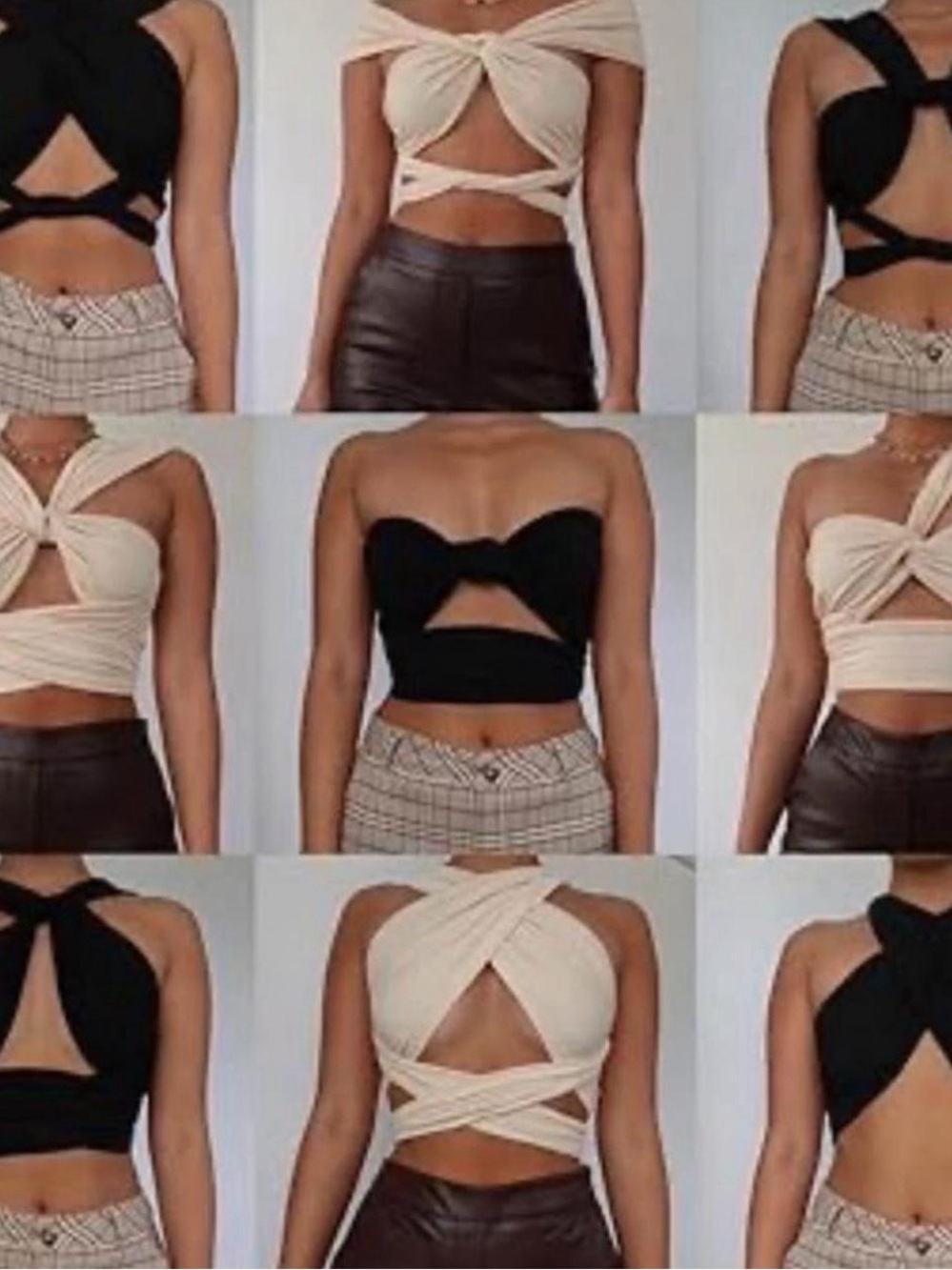 Twist Front Cutout Wrap Crop Top - Green